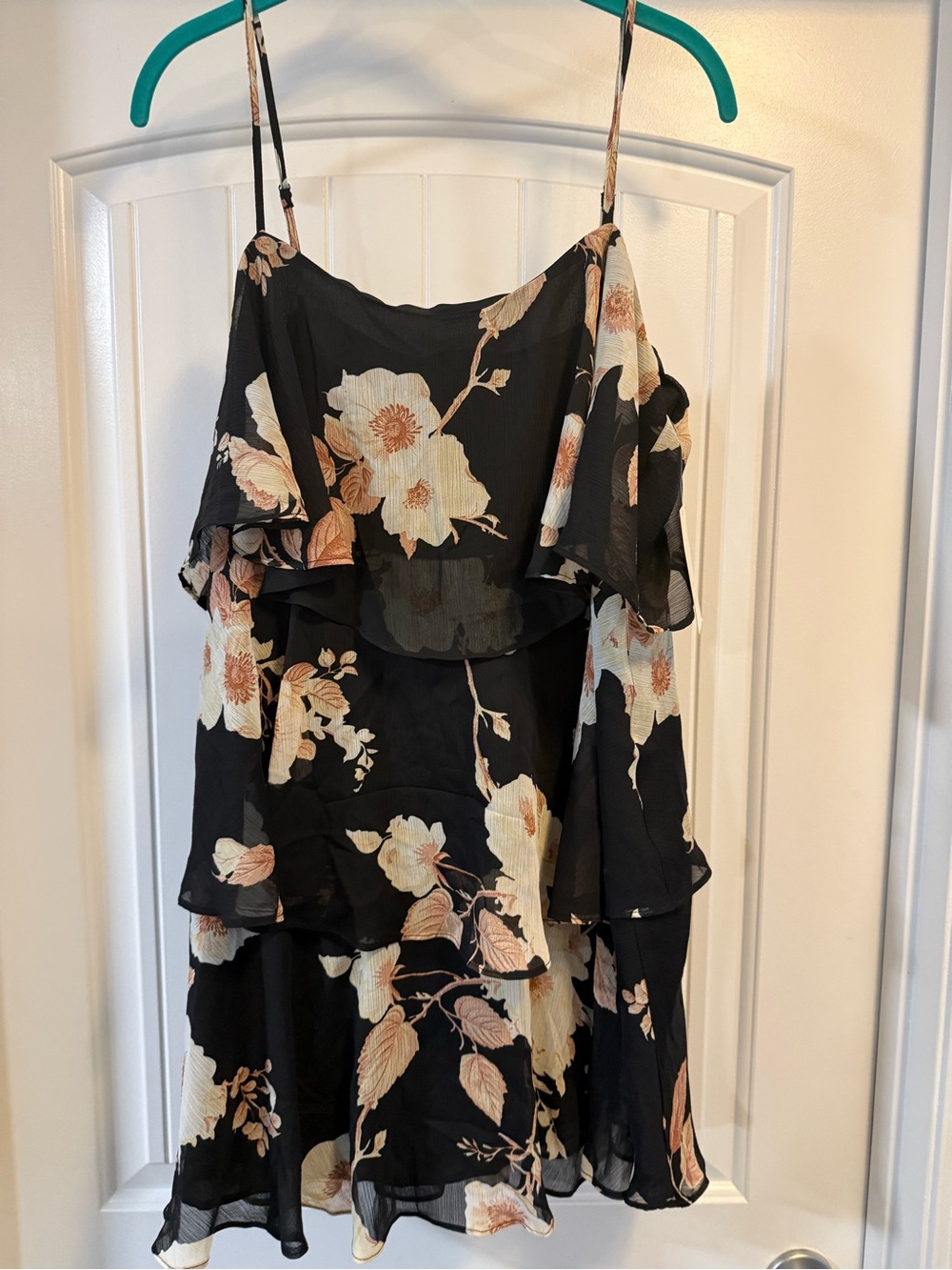 a new day Black Floral Ruffle Tank Top